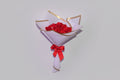 Red Satin Rose Bouquet with Pearl Detail