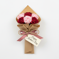Mother's Day handcrafted ribbon roses bouquet wrapped in kraft paper with Happy Mother's Day tag